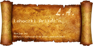 Lehoczki Arikán névjegykártya